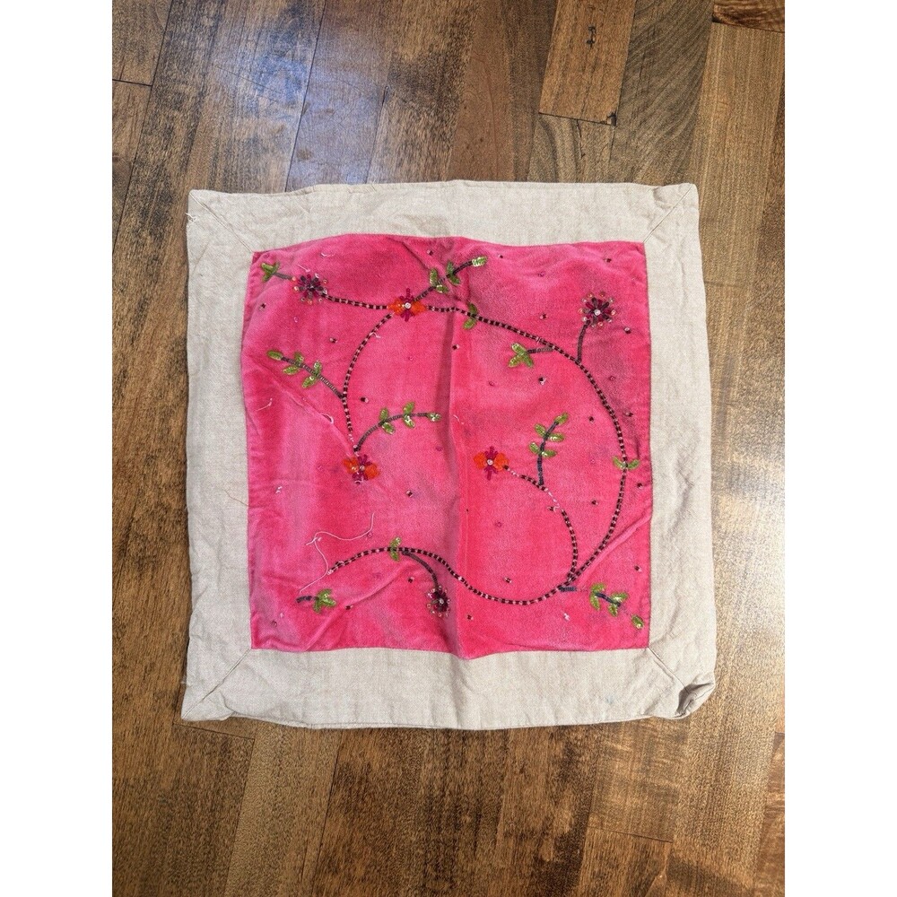 100% Cotton Whimsical Fun Colorful Beaded Zip Up Pillow Case